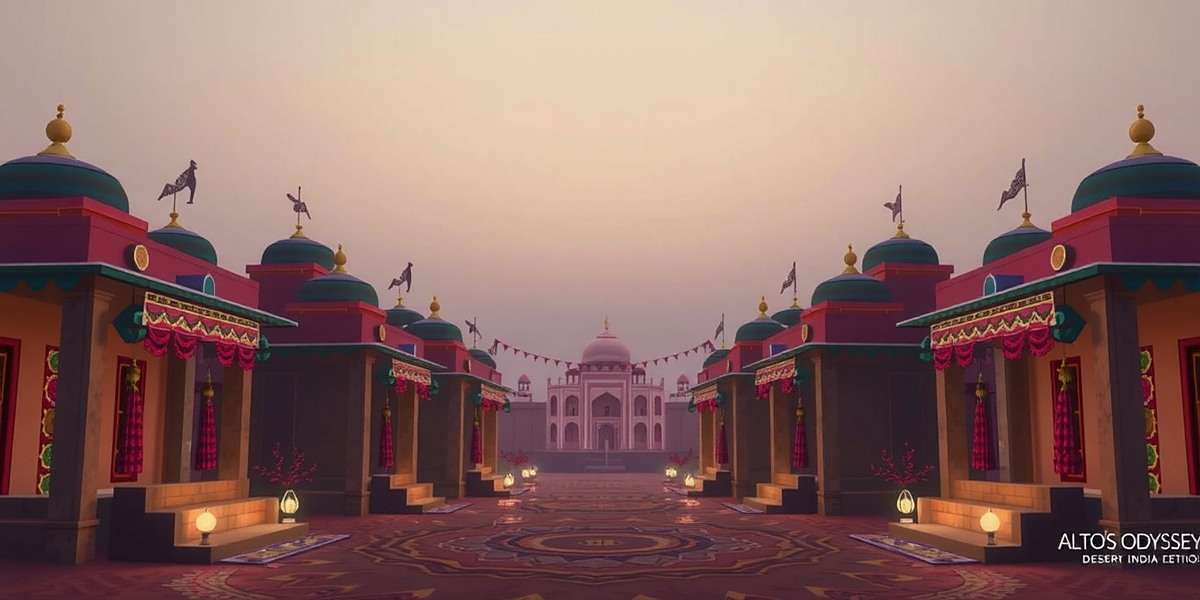 Alto's Odyssey India Edition - Indian Village Environment Alto's Odyssey India Edition showing vibrant Indian village with havelis, rangoli, and traditional decorations