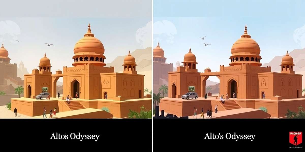 Alto's Odyssey India Edition vs International Version Comparison of Alto's Odyssey international and India Edition showing Indian architecture and landscape differences